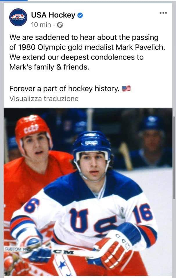 annuncio morte U.S.A. hockey